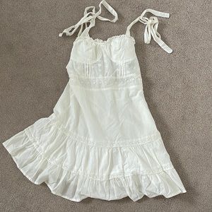White Embroidered Cotton Embroidered Eyelet Dress
